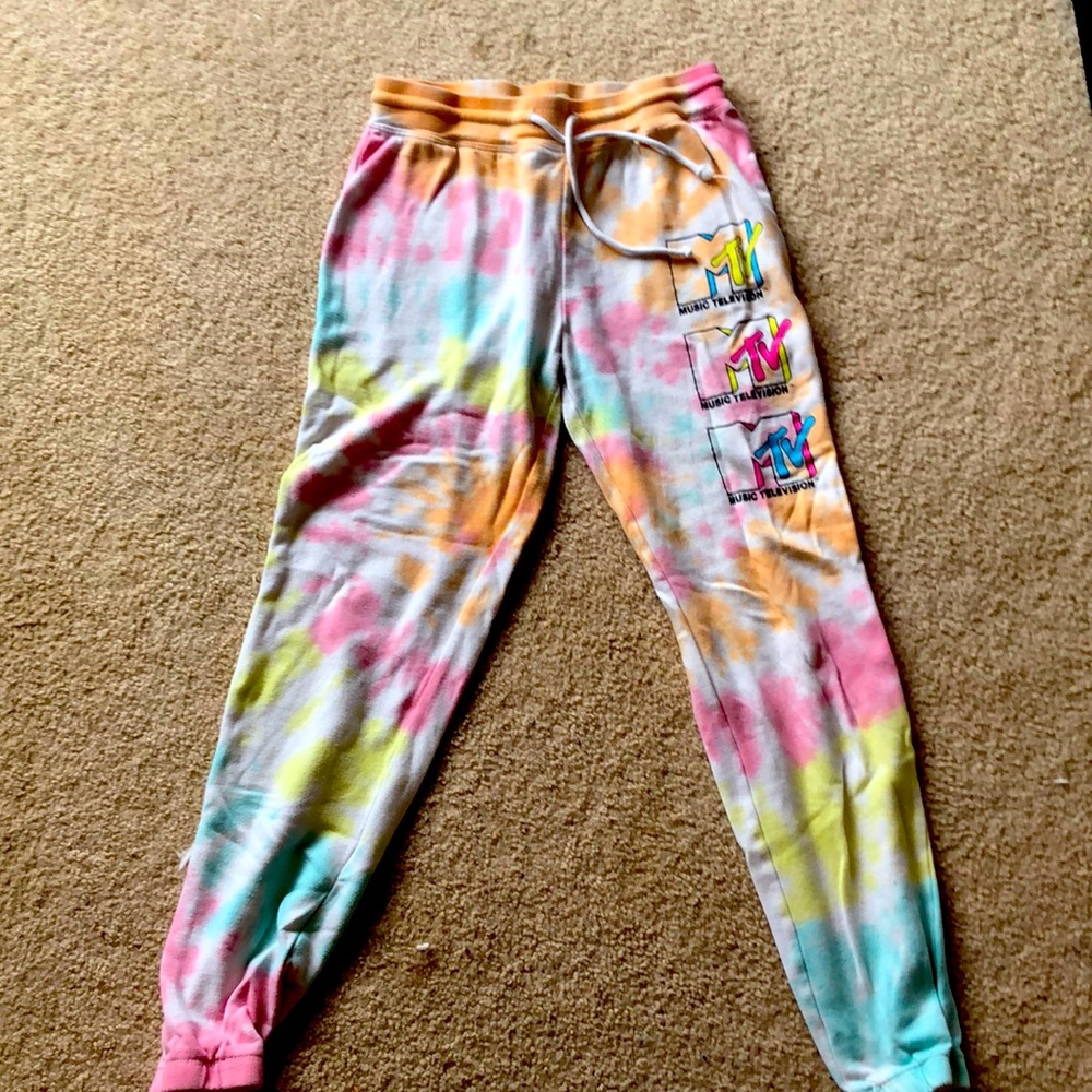Tie dye MTV sweatpants